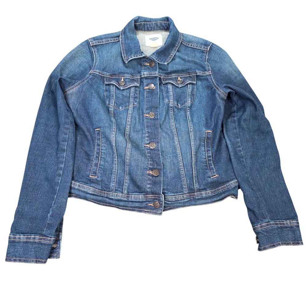 Old Navy Denim Trucker Jacket‎ Women's Size M Medium Wash Blue Cropped